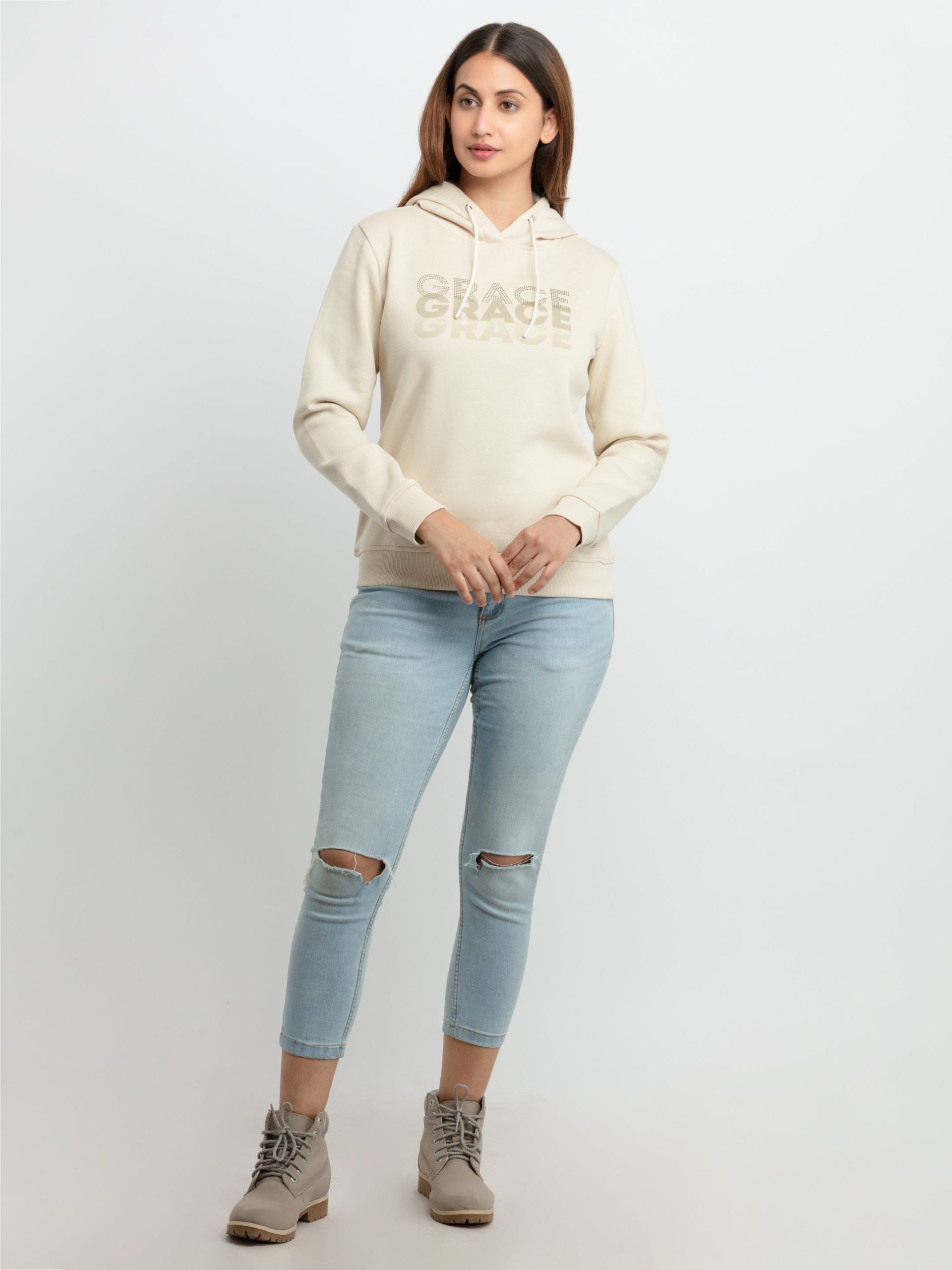 Womens Printed Hooded Sweatshirt