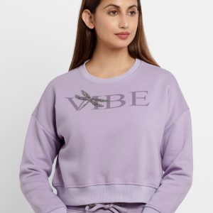 Womens Printed Round Neck Sweatshirt