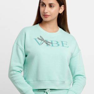 Womens Printed Round Neck Sweatshirt
