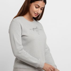Womens Printed Round Neck Sweatshirt