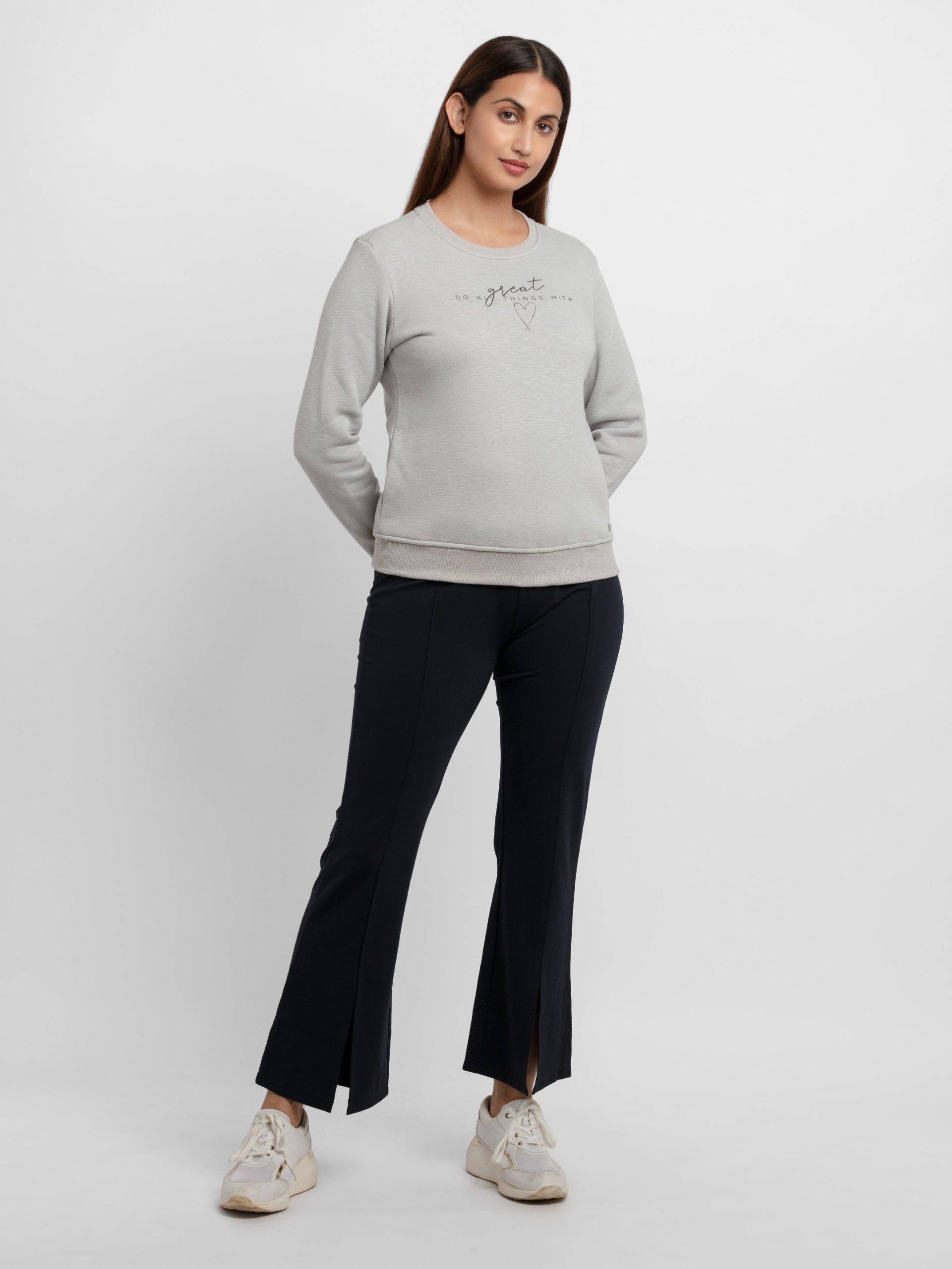 Womens Printed Round Neck Sweatshirt
