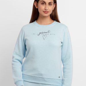 Womens Printed Round Neck Sweatshirt
