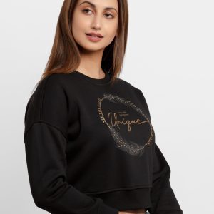 Womens Printed Round Neck Sweatshirt