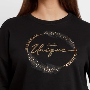 Womens Printed Round Neck Sweatshirt