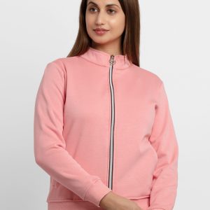 Womens Solid High Neck Sweatshirt