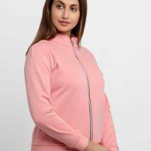 Womens Solid High Neck Sweatshirt