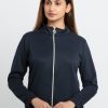 Womens Solid High Neck Sweatshirt