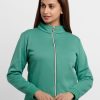 Womens Solid High Neck Sweatshirt