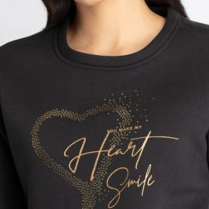 Womens Printed Round Neck Sweatshirt