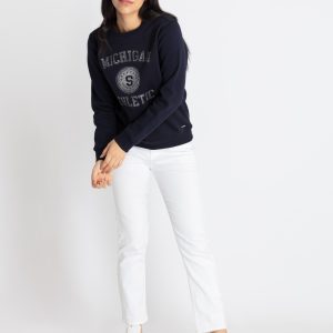 Womens Printed Round Neck Sweatshirt