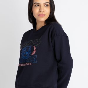 Womens Printed Round Neck Sweatshirt