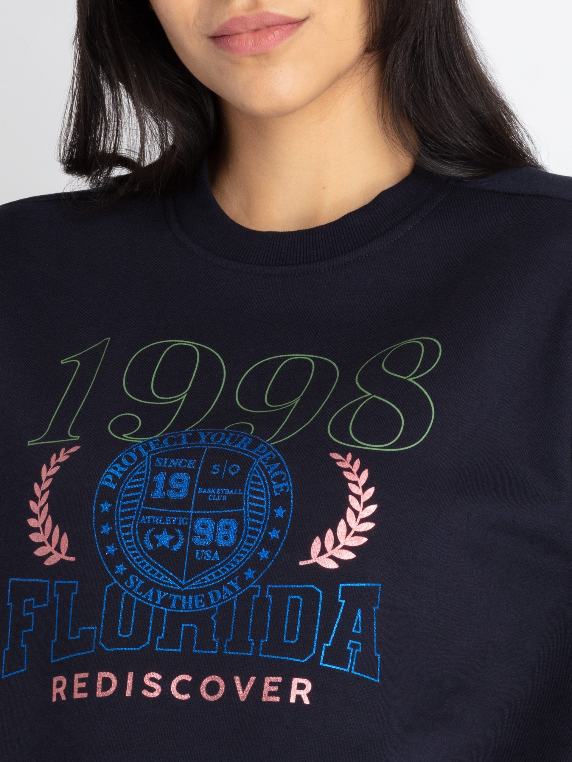 Womens Printed Round Neck Sweatshirt