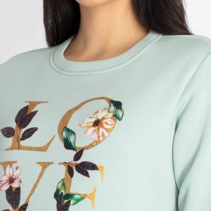 Womens Printed Round Neck Sweatshirt