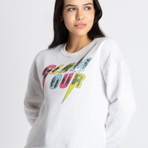 Womens Printed Round Neck Sweatshirt