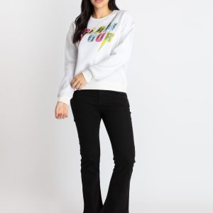 Womens Printed Round Neck Sweatshirt
