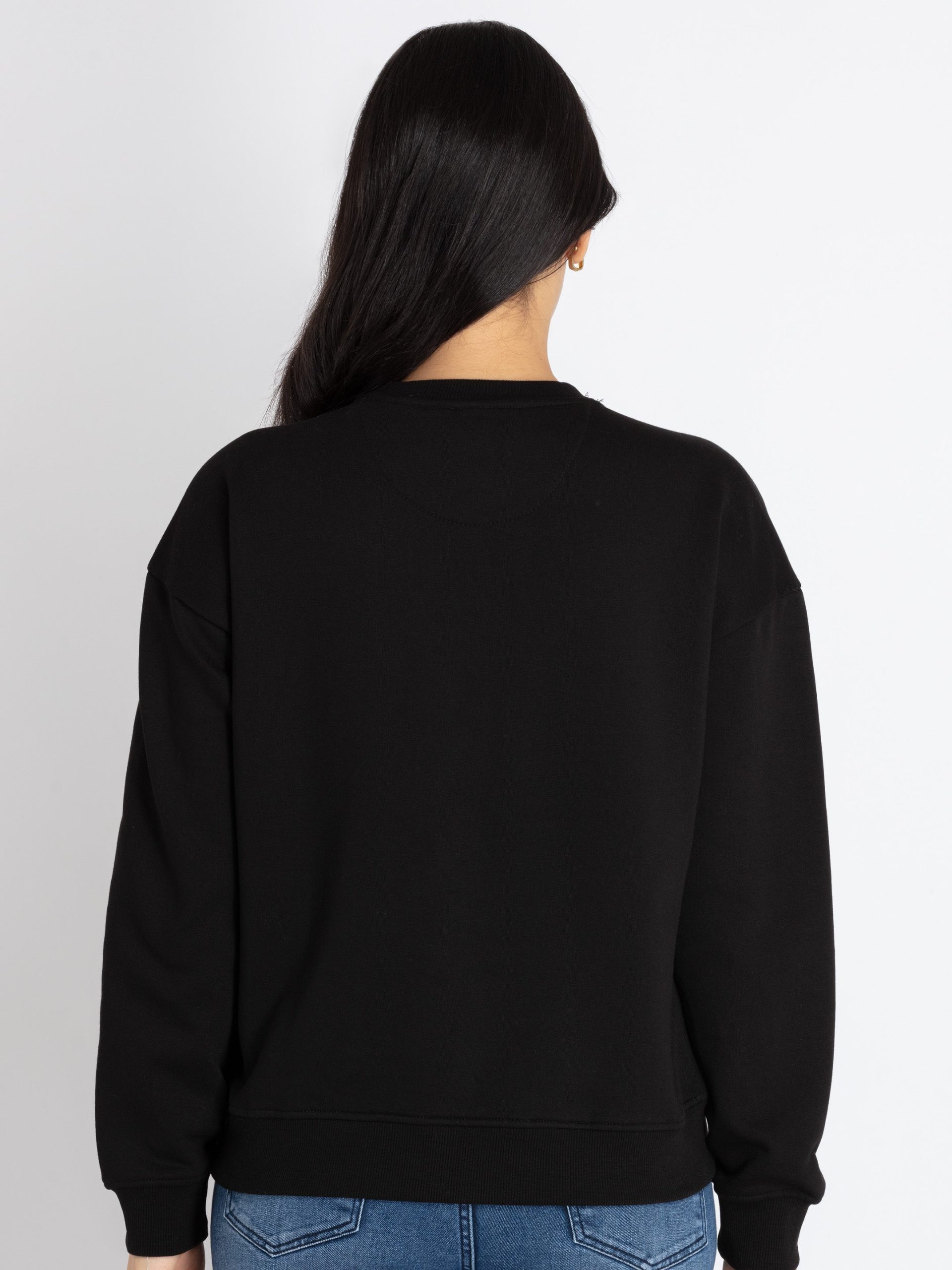 Womens Printed Round Neck Sweatshirt
