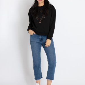Womens Printed Round Neck Sweatshirt
