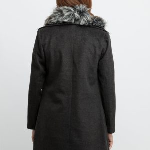 Status Quo Womens Knitted Collar Neck Long Overcoat