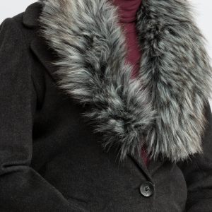 Status Quo Womens Knitted Collar Neck Long Overcoat