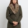 Status Quo Womens Knitted Collar Neck Long Overcoat