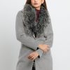 Status Quo Womens Knitted Collar Neck Long Overcoat