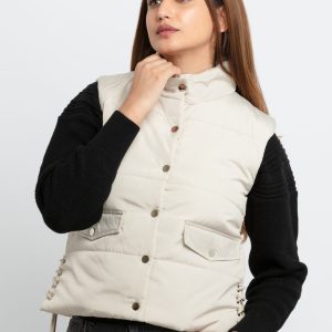 Womens Quilted High Neck Sleeveless Jacket