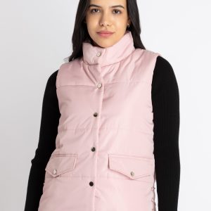 Womens Quilted High Neck Sleeveless Jacket