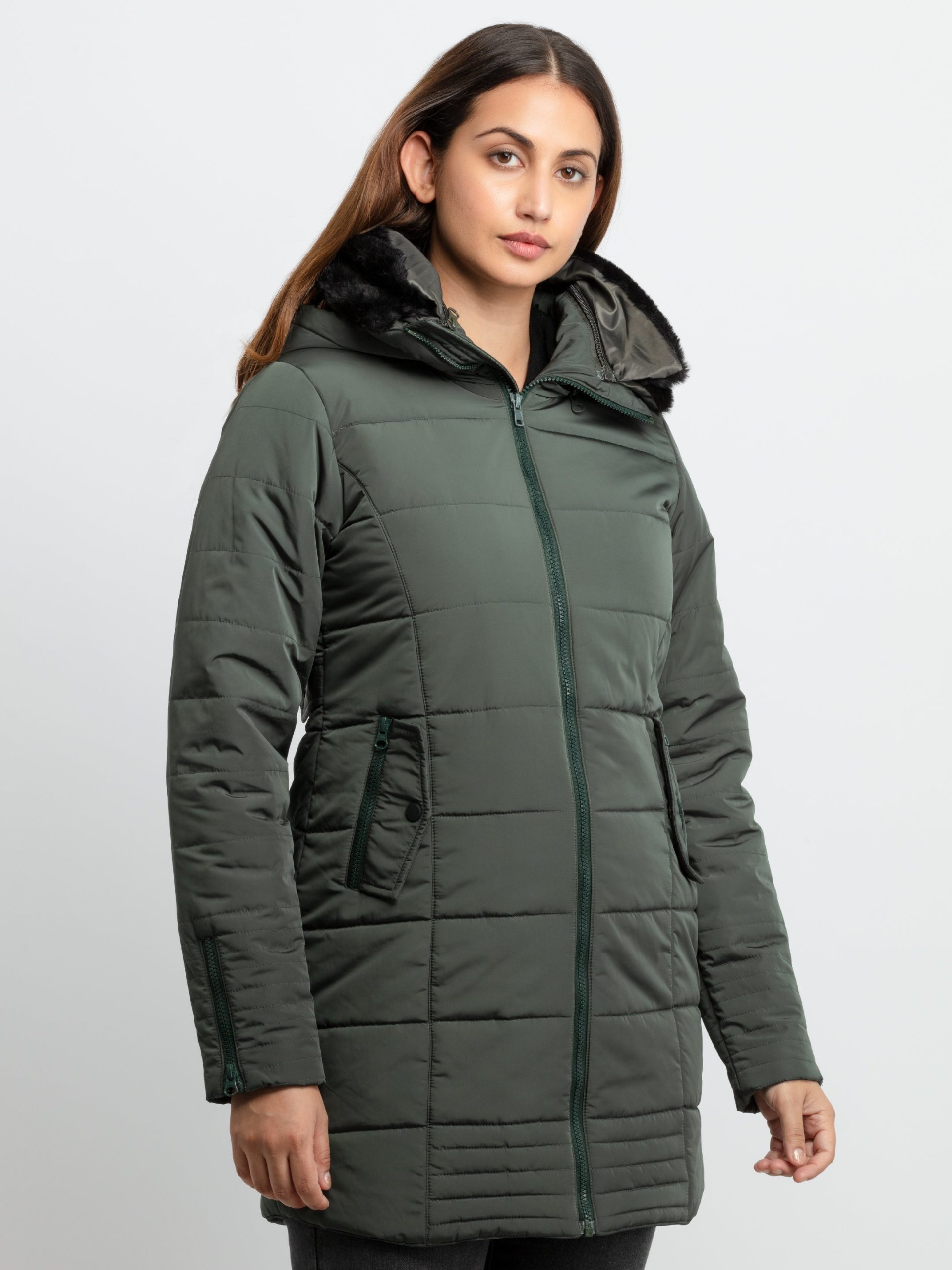 Status Quo Womens Quilted Hooded Jacket