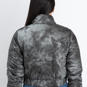 Womens Solid High Neck Jacket