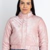 Womens Solid High Neck Jacket
