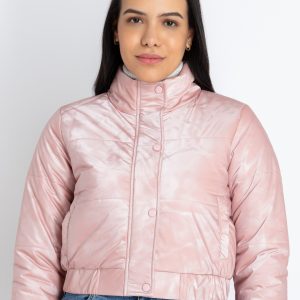 Womens Solid High Neck Jacket