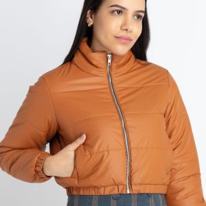 Womens Quilted High Neck Puffer Jacket
