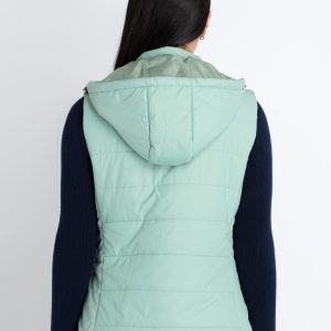 Womens Quilted Sleeveless Jacket With Detachable Hood