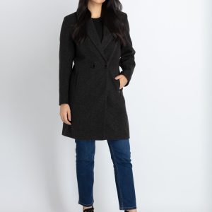 Status Quo Womens Solid Collared Neck Long Coat