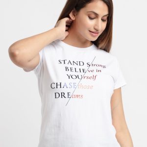 Status Quo Women Printed Round Neck T-Shirt