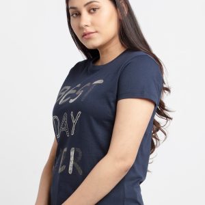 Womens Printed Round Neck T-Shirt