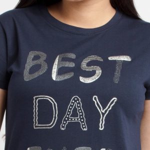 Womens Printed Round Neck T-Shirt