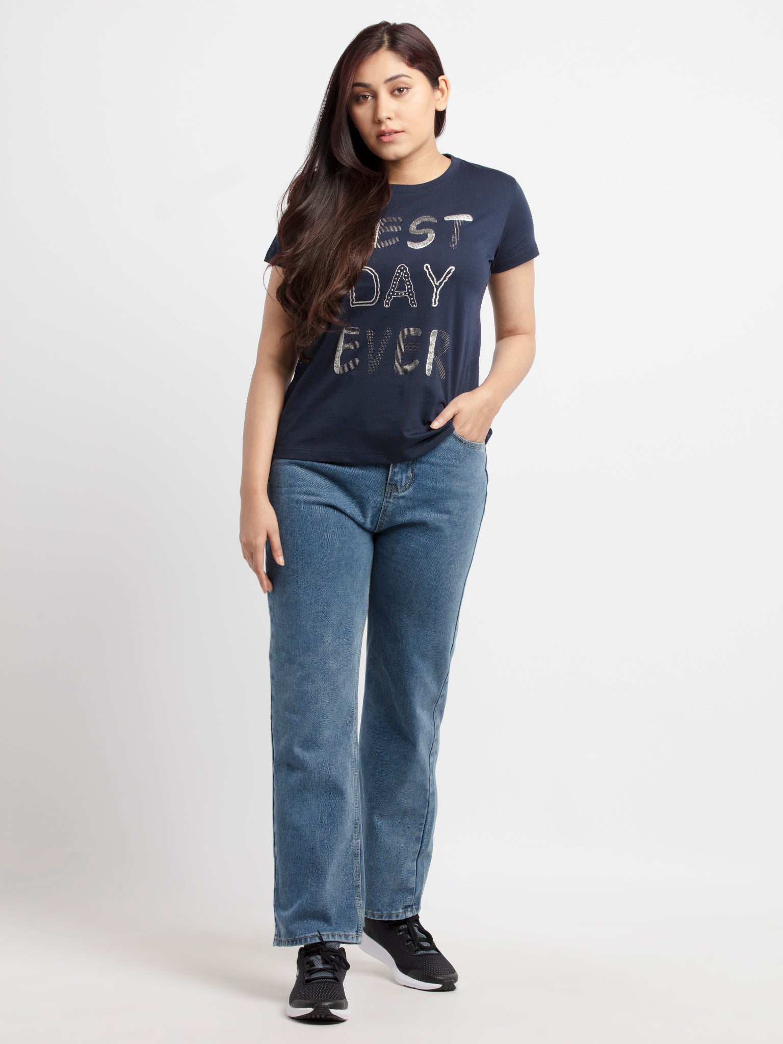 Womens Printed Round Neck T-Shirt