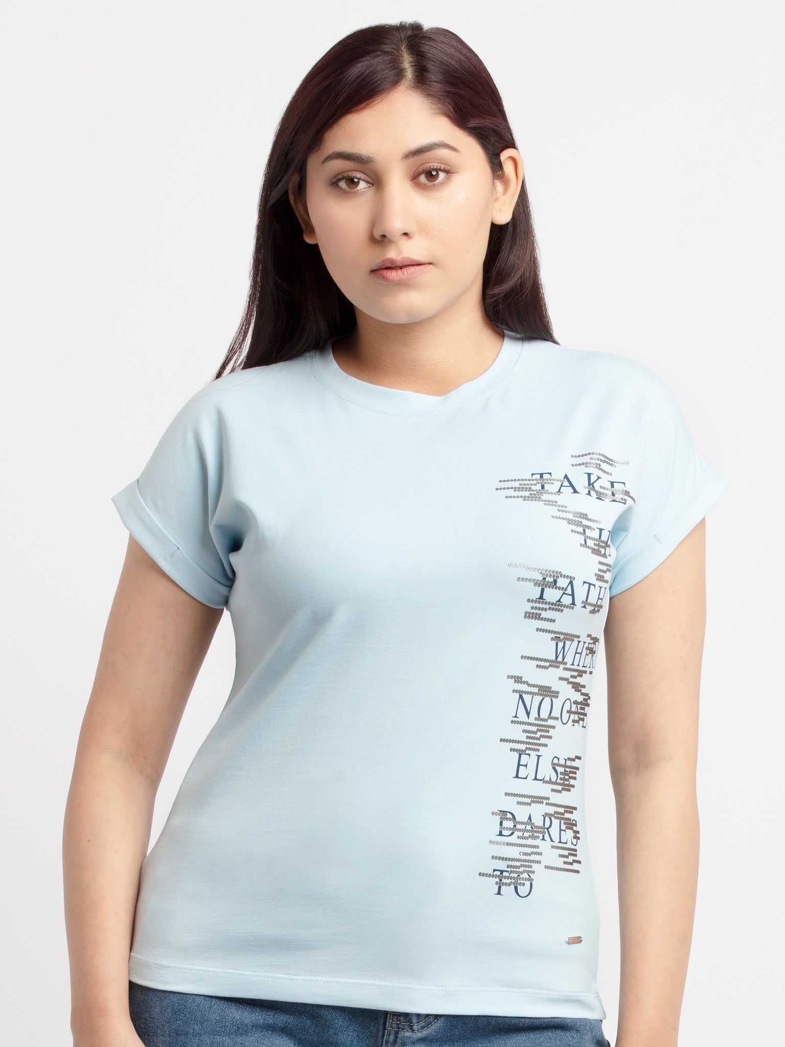 Status Quo Women Printed Round Neck T-Shirt