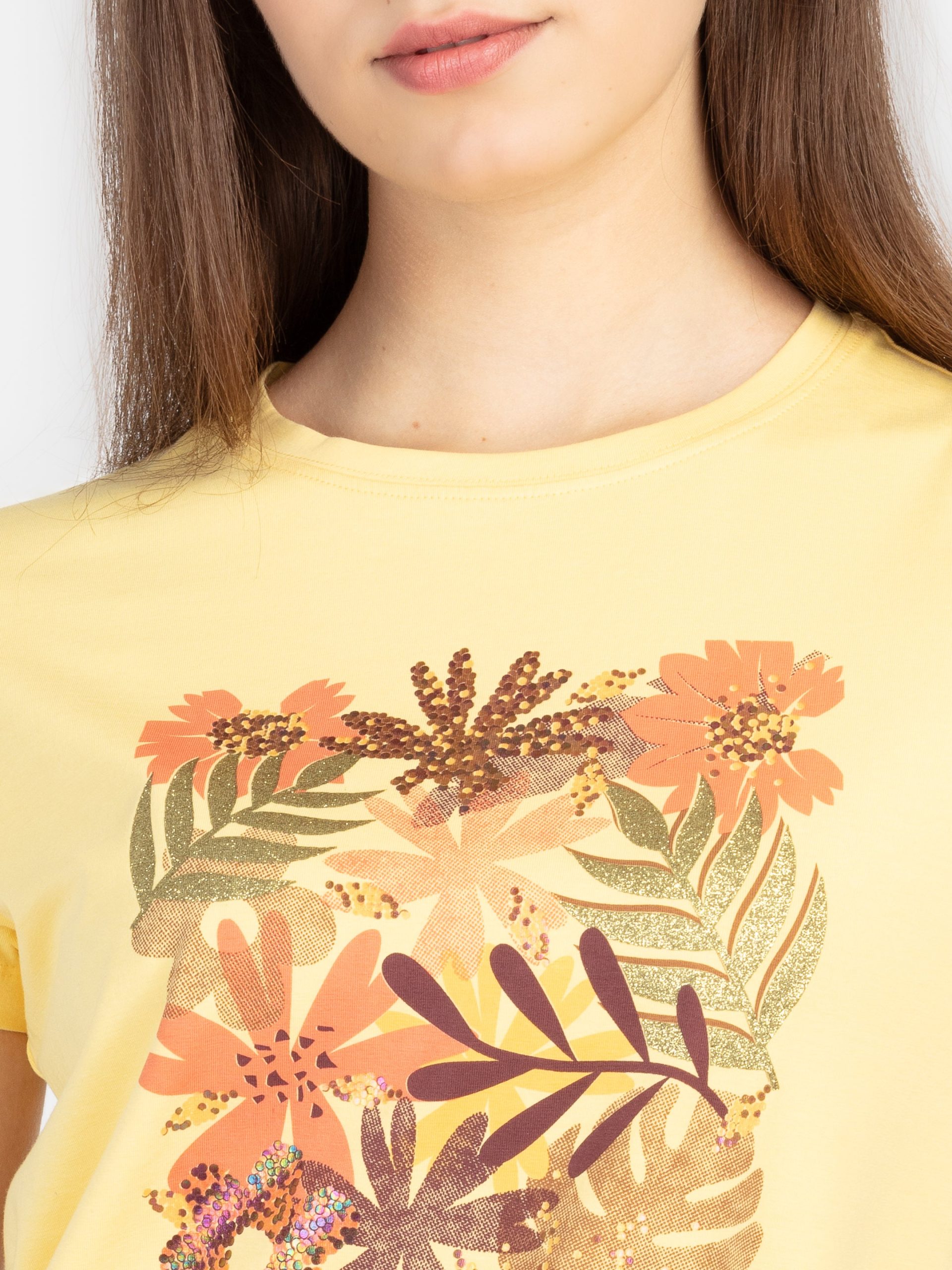 Womens Printed Round Neck T-Shirt