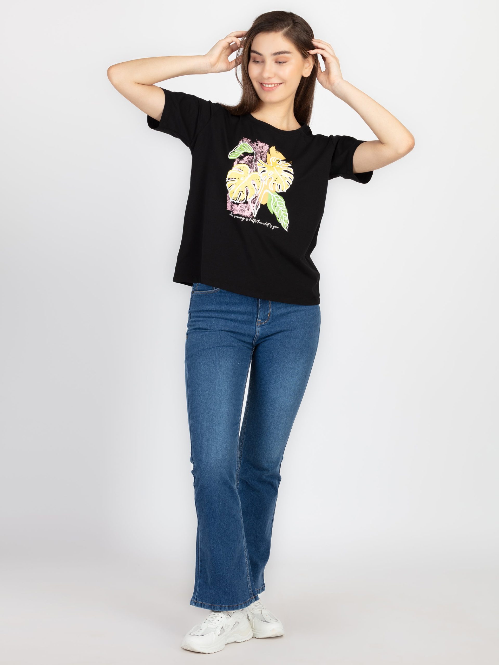 Womens Printed Round Neck T-Shirt
