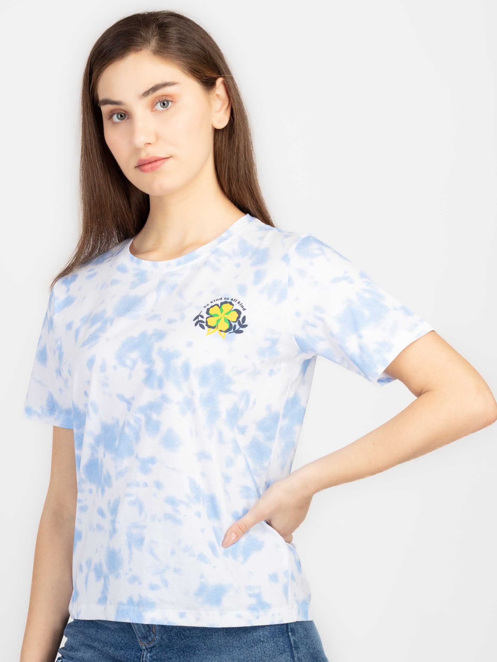 Womens Front & Back Print Round Neck T-Shirt