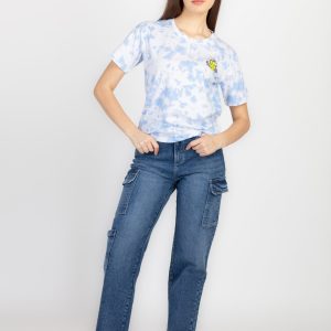 Womens Front & Back Print Round Neck T-Shirt