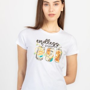 Womens Printed Round Neck T-Shirt