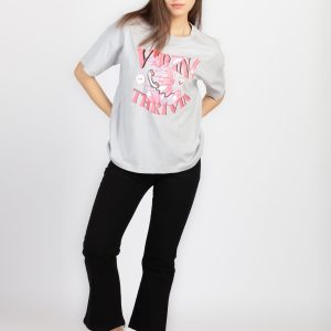 Womens Front & Back Print Oversized T-Shirt