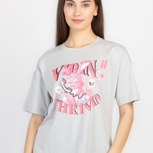 Womens Front & Back Print Oversized T-Shirt