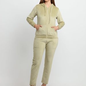 Womens Solid Zipper Tracksuit
