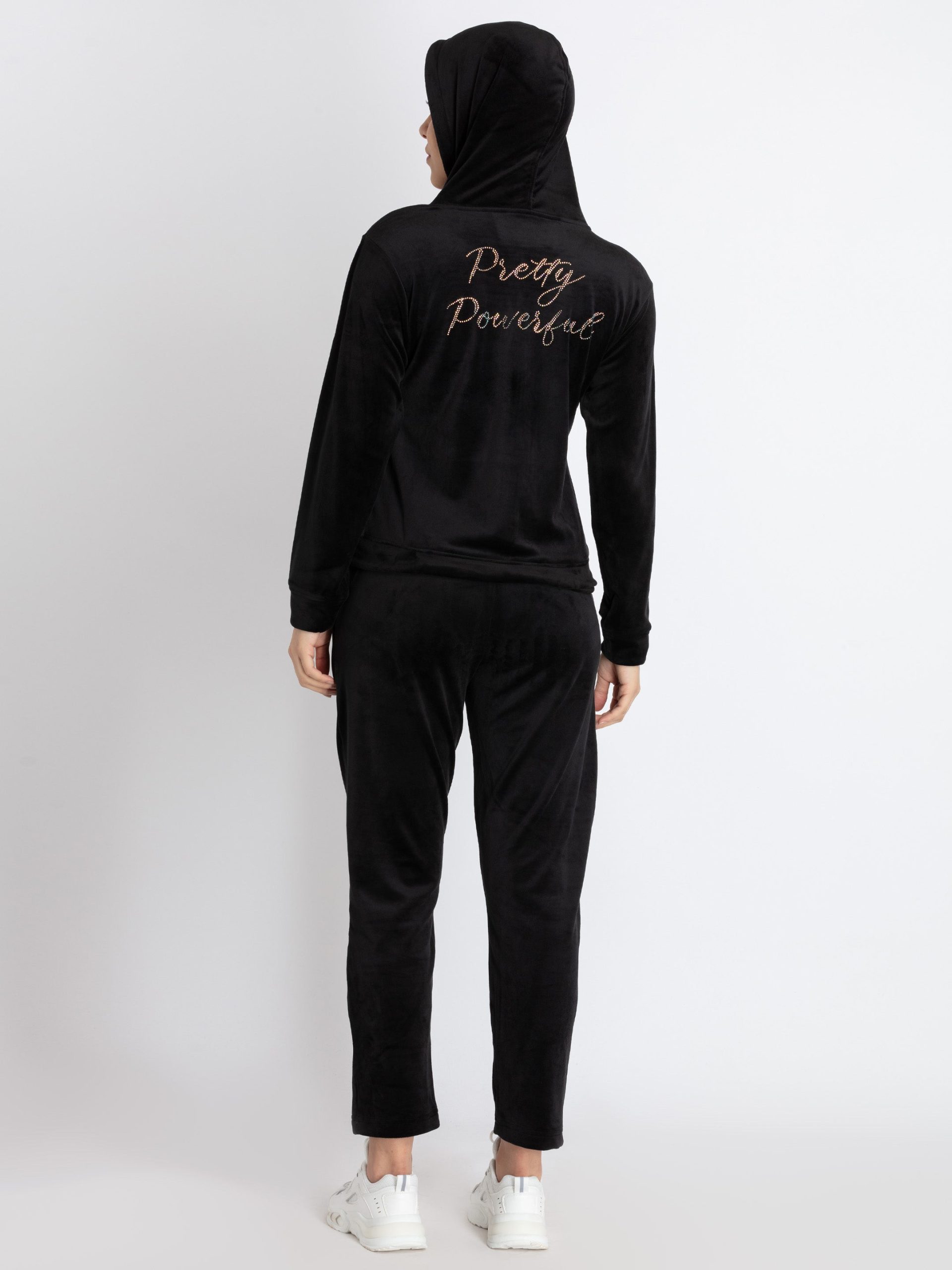 Status Quo Womens Solid Zipper Tracksuit With Self Design