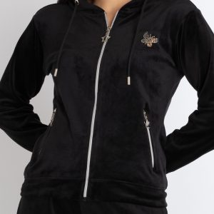 Status Quo Womens Solid Zipper Tracksuit With Self Design