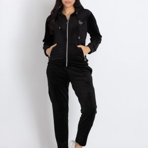 Status Quo Womens Solid Zipper Tracksuit With Self Design